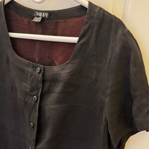 Vintage Searle Blatt Classic Black Linen Square Neck Maxi Dress